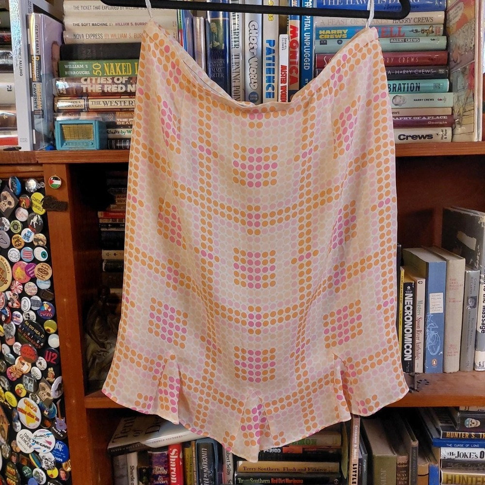 Y2K 100% silk orange and pink skirt.
